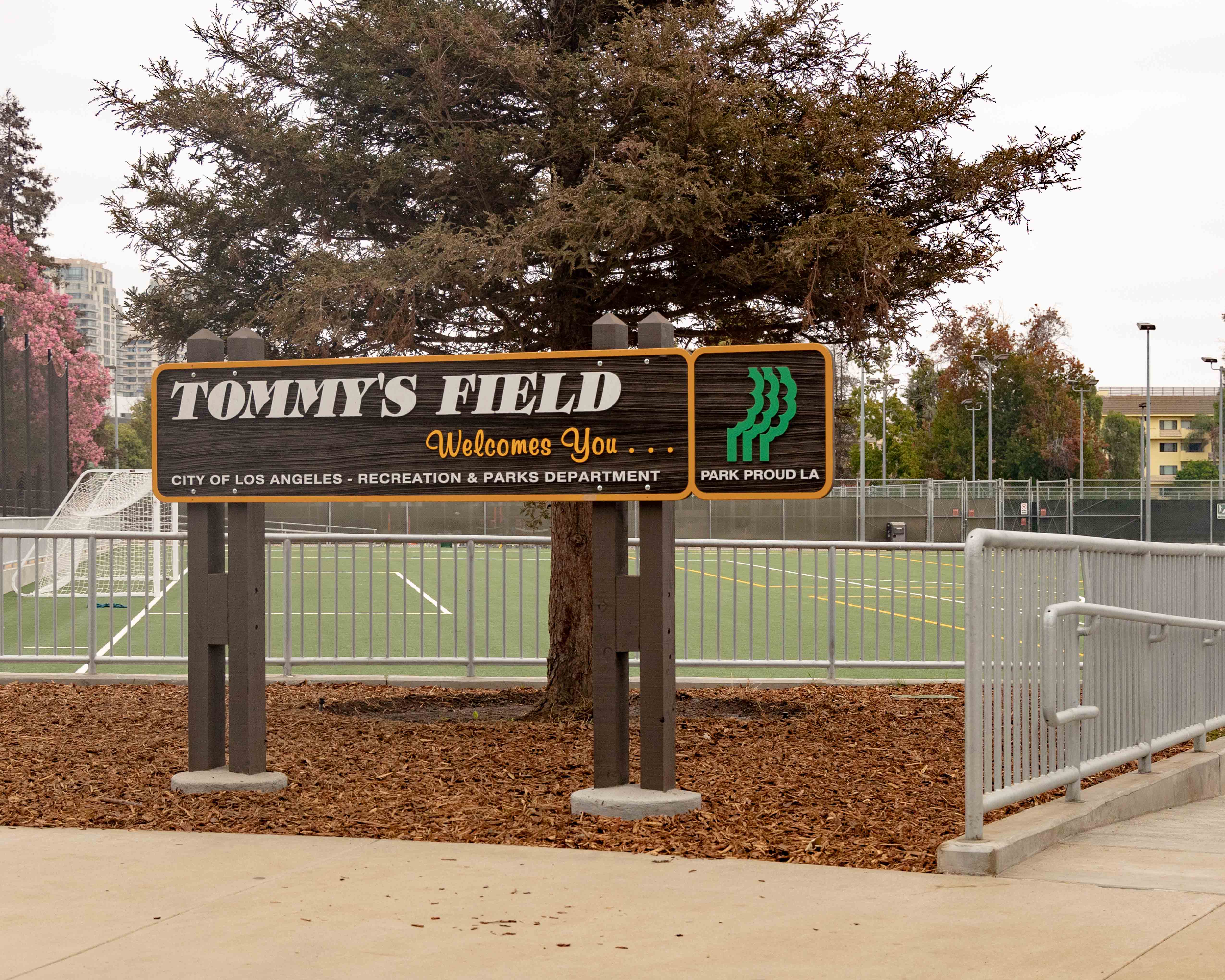 Tommys Field park sign