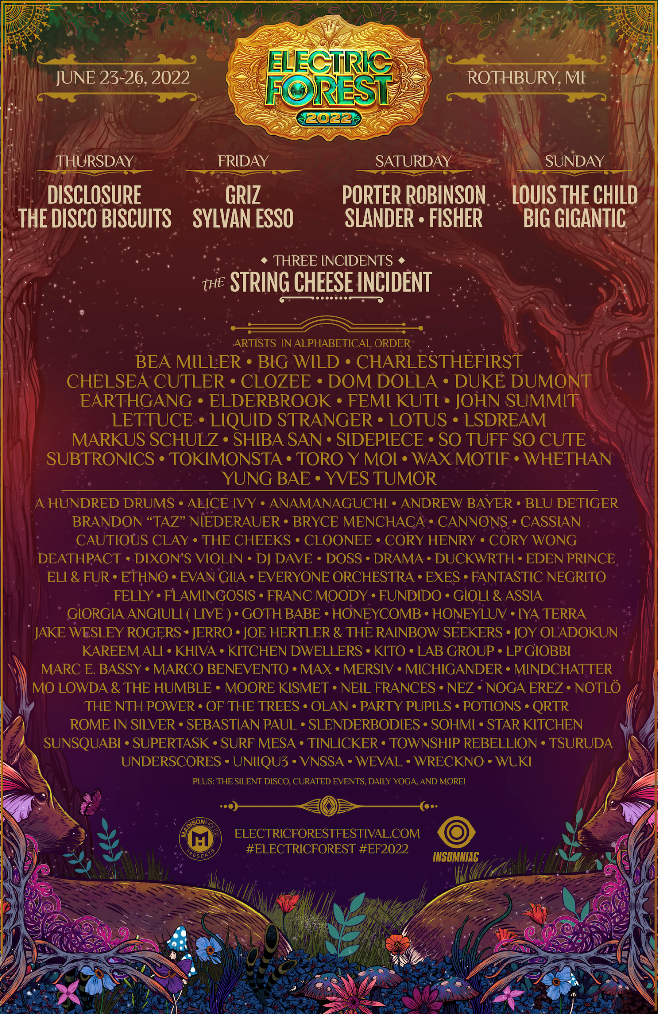 2022 Electric Forest Lineup Poster