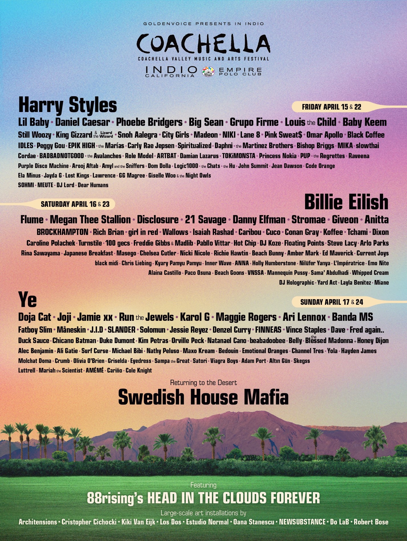 Coachella Lineup Poster for 2022