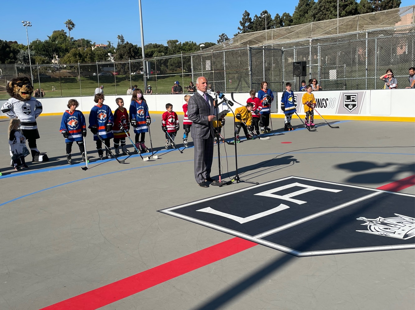LA Kings ribbon cutting of new hockey roller rink in El Segundo. 