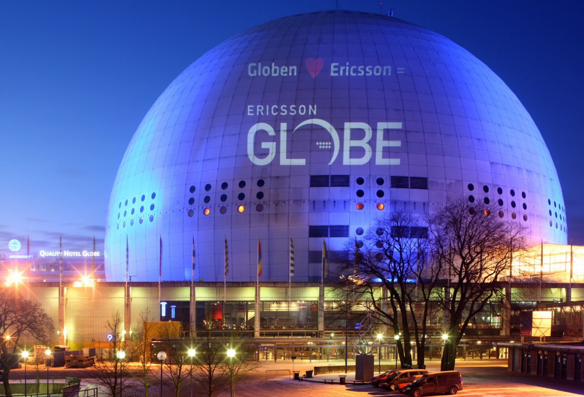 Exterior Image of Ericsson Globe at night