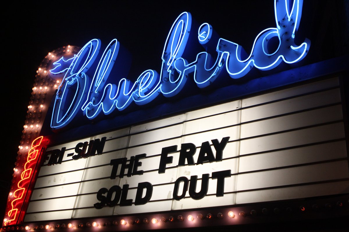 Exterior image of Bluebird marquee presenting The Fray