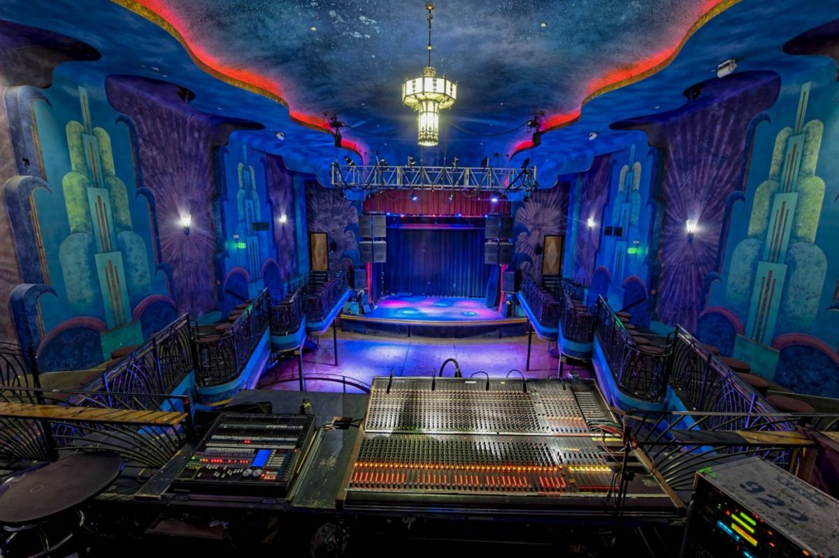 Interior shot of Gothic Theatre from the DJ booth in back with no guests