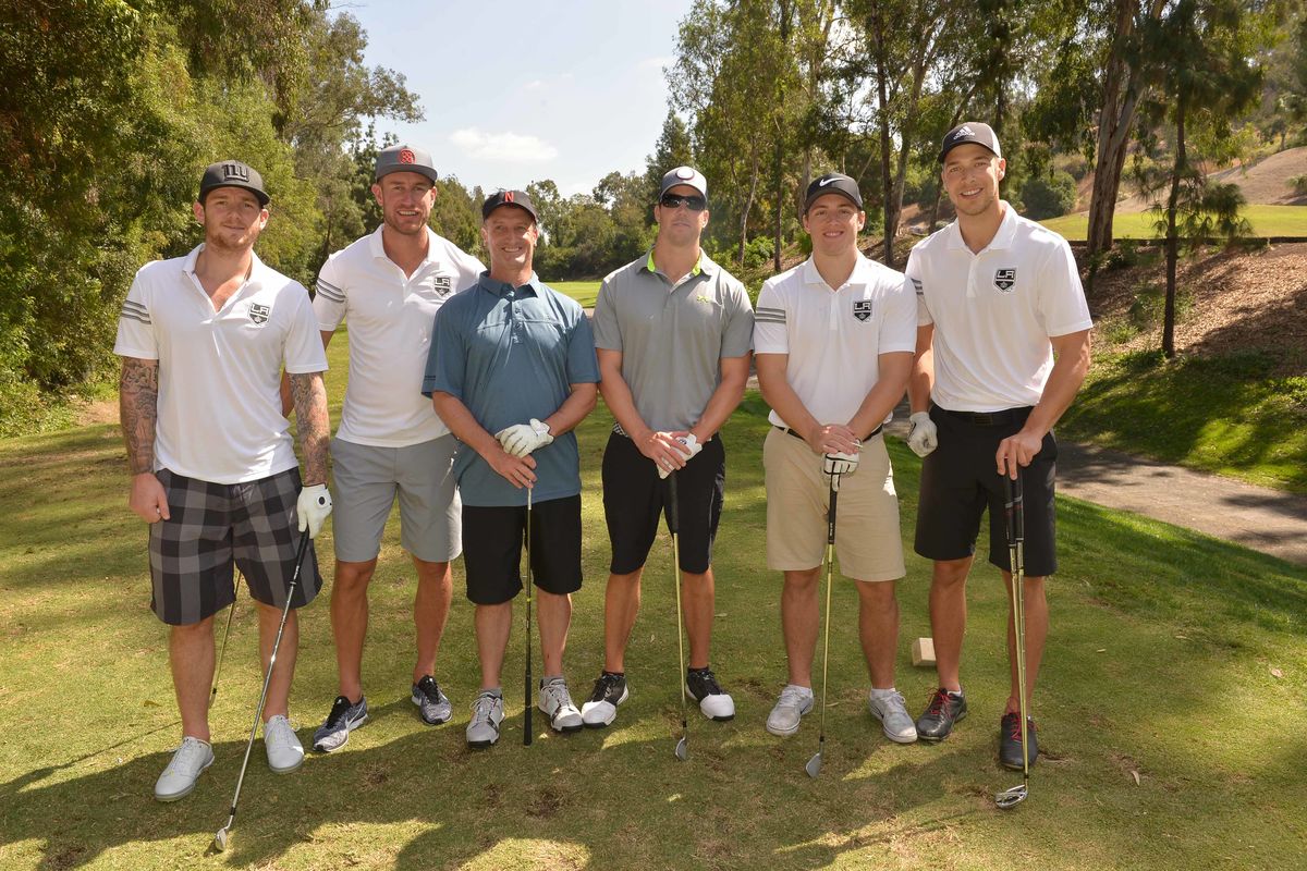 AEG’s LA Kings players (from left to right) Jonathan Quick, Jeff Carter, Jonny Brodzinski and Darcy Kuemper meet with fans at the team’s annual Golf Tournament benefitting Children’s Hospital Los Angeles at Pacific Palms Resort on October 2, 2017.
