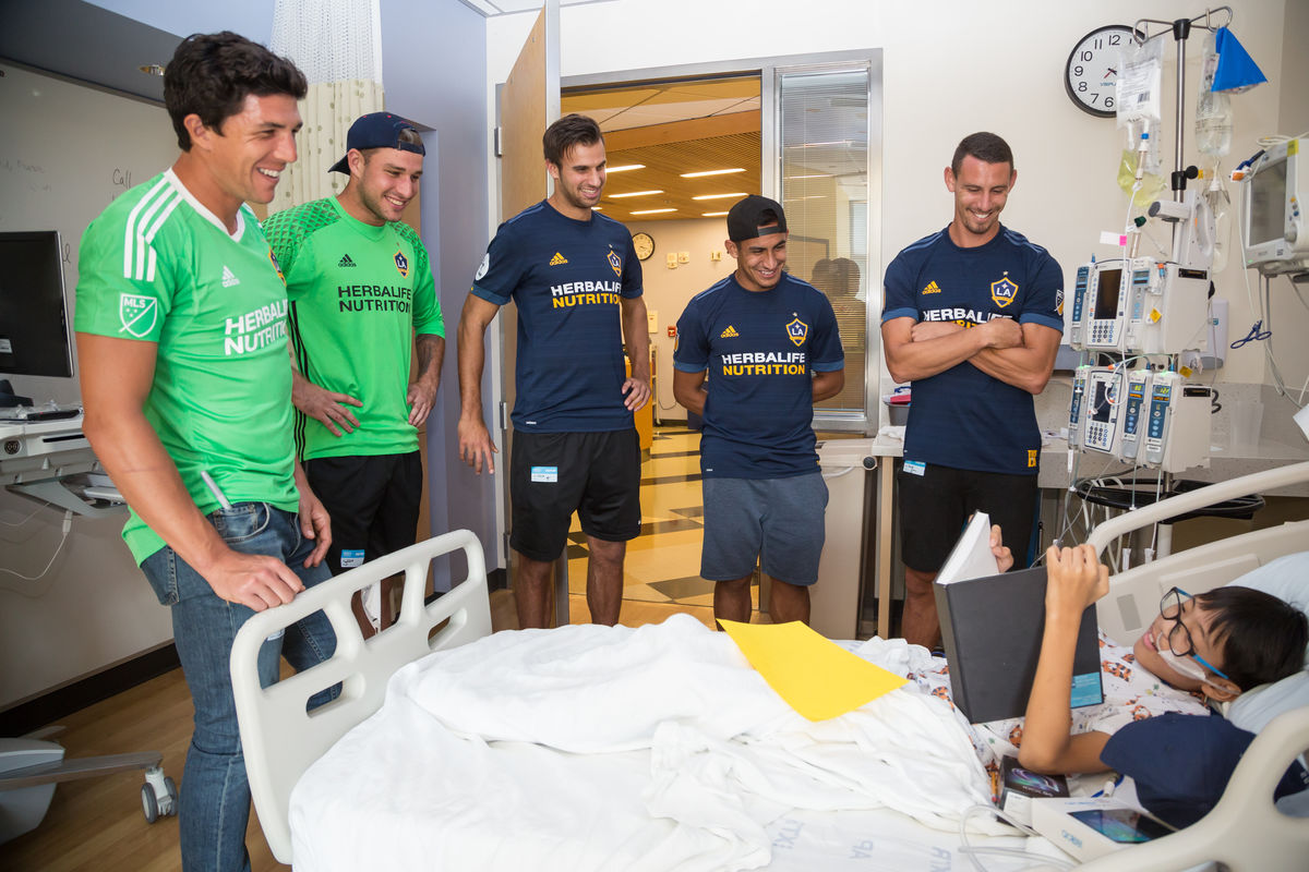 In conjunction with Childhood Cancer Awareness Month, the LA Galaxy visit patients and families at Children’s Hospital Los Angeles on September 5, 2017.