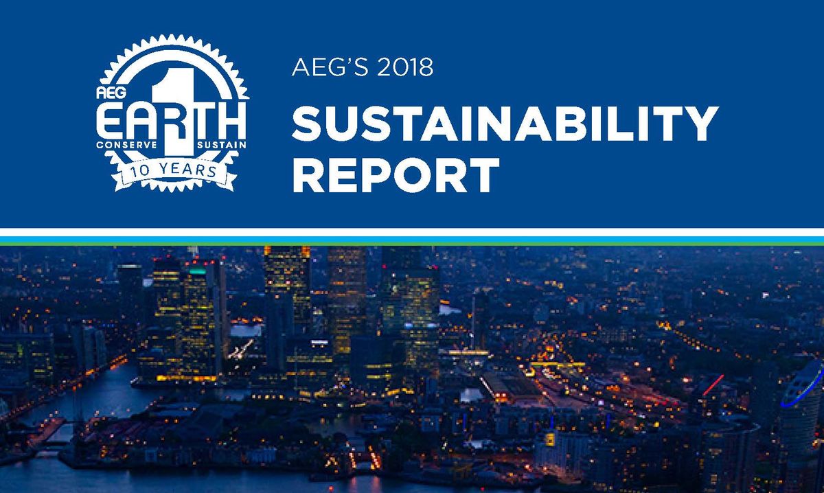 AEG's 2018 Sustainability Report Cover