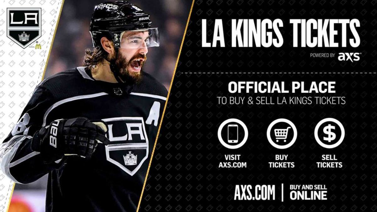 LA Kings graphic featuring Drew Doughty highlights that LA Kings tickets are not available to be sold and purchased on AXS.com