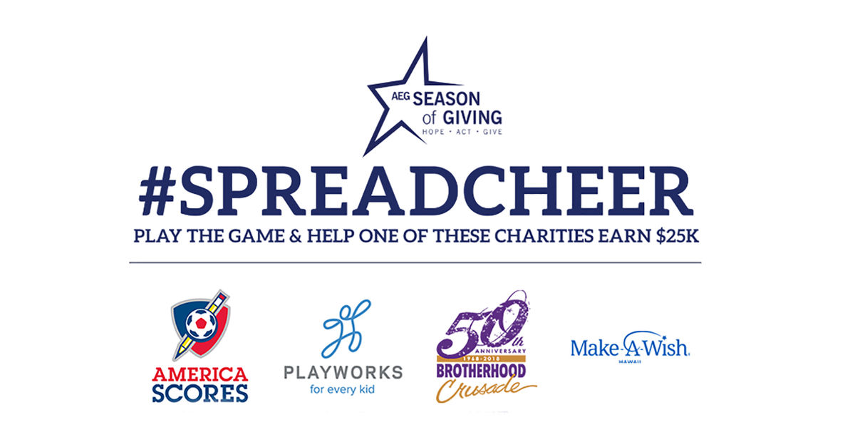 A graphic features #SpreadCheer Challenge with the logos of each participating non-profit organizations below.