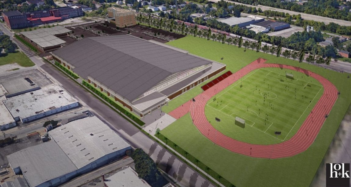 A rendering of the Louisville Urban League Sports and Learning Complex features an outdoor track and field.