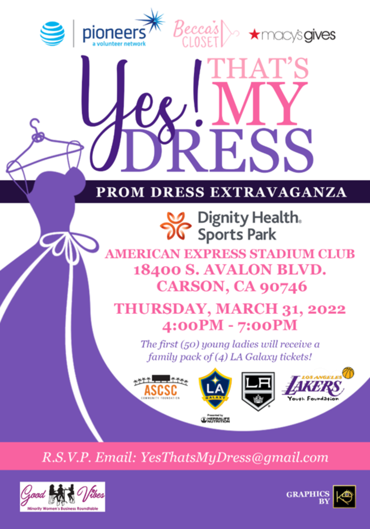 Underprivilege junior and senior high school students found their special prom dresses during the “Yes! That’s My Dress” pop up event at AEG's Dignity Health Sports Park in Carson, CA