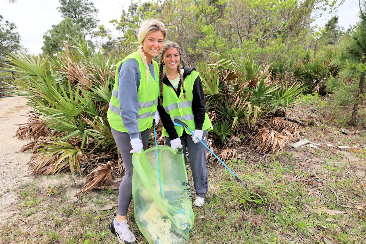 Volunteers participate in the Fort Morgan clean-up.