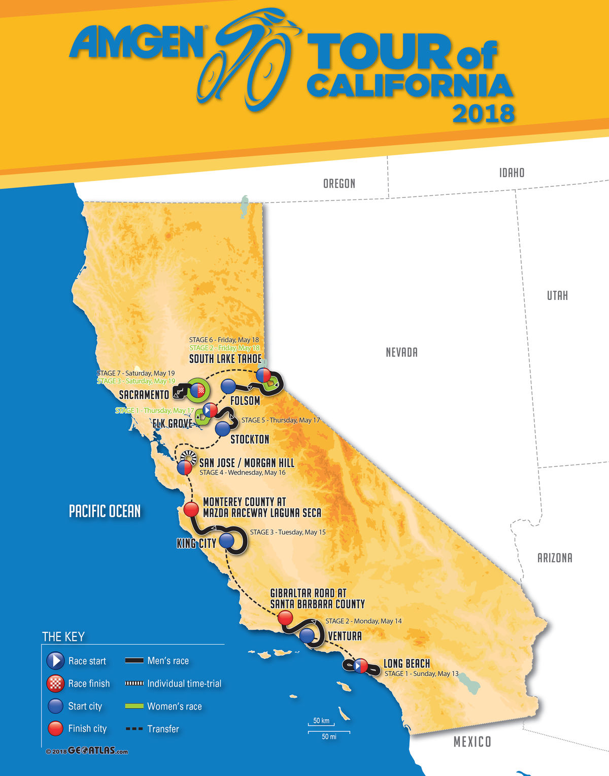 Amgen Tour of California 2018 Race Routes (Graphic: Business Wire)